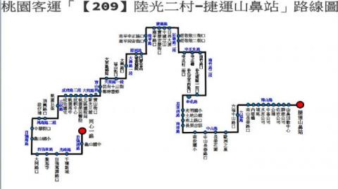 陸光二村-捷運山鼻站　市區公車209提供服務