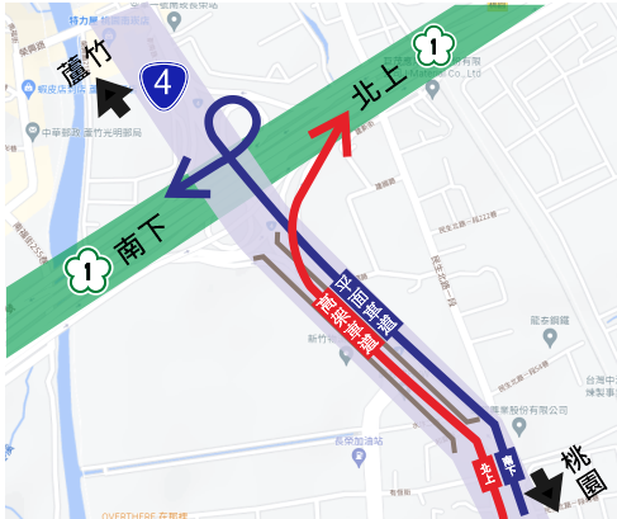南崁交流道分流管制 「北上匝道走橋上 南下匝道走平面」 南崁交流道分流管制 「北上匝道走橋上 南下匝道走平面」